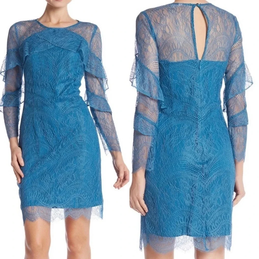Nanette Lepore | Poetic Love Teal Lace Dress